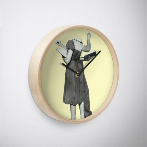 ‘Booklovers’ wall clock available at: www.redbubble.com/people/sarahkey Orde