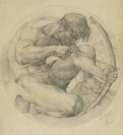 Continental School, Sagittarius, pencil,