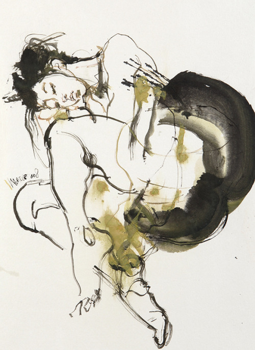 Marie-José Leenders (Dutch, b. 1953, Helmond, Netherlands) - Ingetogen  Drawings: Sumi Ink, Watercol