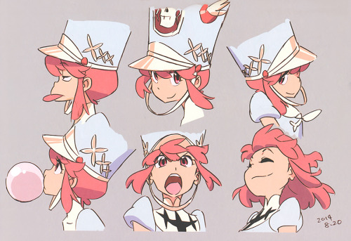 artbooksnat: Kill la Kill (キルラキル) Wonderfully pink character designs for Nonon Jakuzure, illustrated