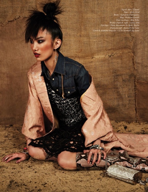 Sissi Hou by Micahel Flores for Schön! Magazine #25Pink python print boots by Salvatore Ferragamo