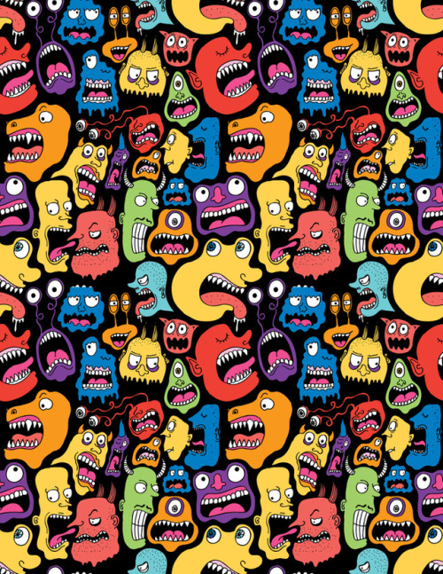 shocksketch:goo.gl/4uibgP by Chris Piascik: “Monster Faces Pattern”.