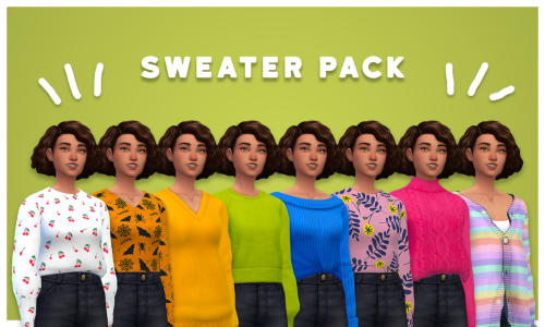 whirliko: sweater recolor pack (simblreen treat #6) this is a pack of 8 sweater recolors - nothin