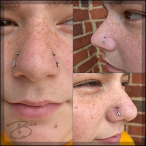 Paired Doubles. Added this paired upper set of nostril piercings today on the lovely Savannah today 