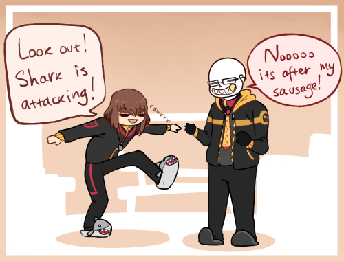 monster-loverr: lockfell:I owed a request to @last-haven and they asked for Sans and Frisk exchangin