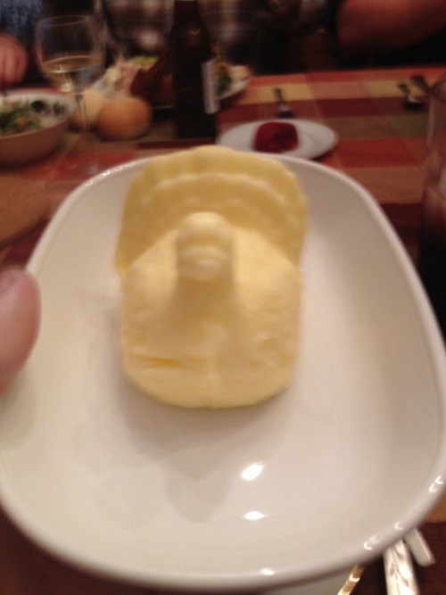 poryqon:My aunt spent $15 on a piece of butter shaped like a turkey and we were all making fun of it