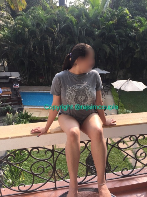 rajsimcouple:  After she came on her fingers and I licked her pussy clean then fucked her and cream pied her pussy (the post has again been reported sexually explicit hence removed….but we are loving it).  Simran went out to the balcony attached to