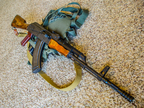 thatonegunblog:  WASR With Yugoslavian Grenade LauncherUses blanks to launch all standard NATO 22mm rifle grenades.(NOTE: Because the AK platform rifle lacks a gas cut-off, when firing grenades some of the gasses will be diverted and the rifle will