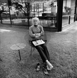 jonasgrossmann: bruce davidson… philip johnson sitting in front of his “glass house”, newcannon ct, 1964 @ magnumphotos