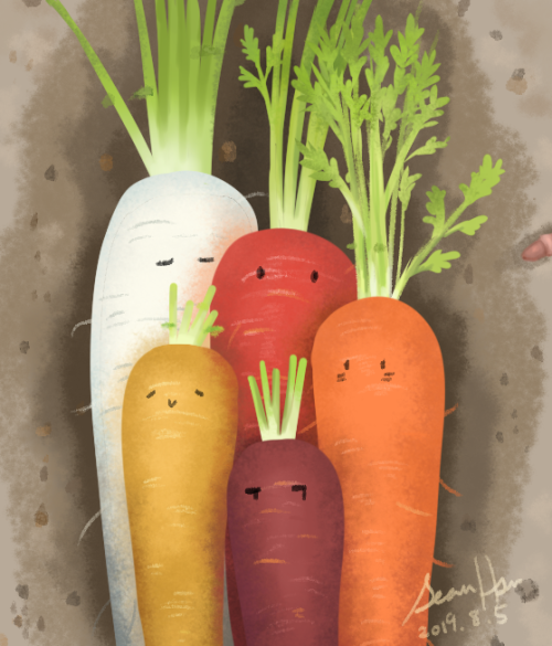 A carrot family~It’s been a long time since I had the time to draw my own paintings.