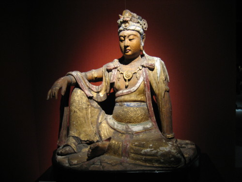 Gilded wood statue of the bodhisattva Avalokiteśvara, embodiment of compassion.  Unknown Chinese art