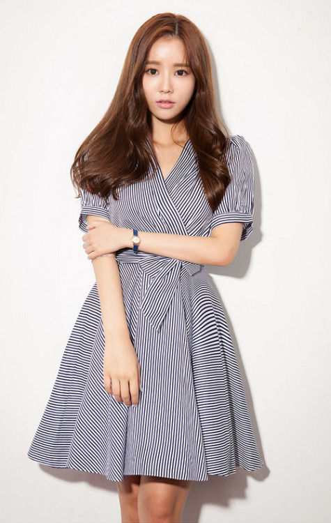 cherryblossoms1: [Chuu] Striped A-Line Wrap Dress | Latest Korean Fashion | K-pop Styles | Fashion B