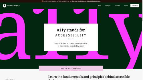 A11y Project homepage: A11y stands for Accessibility