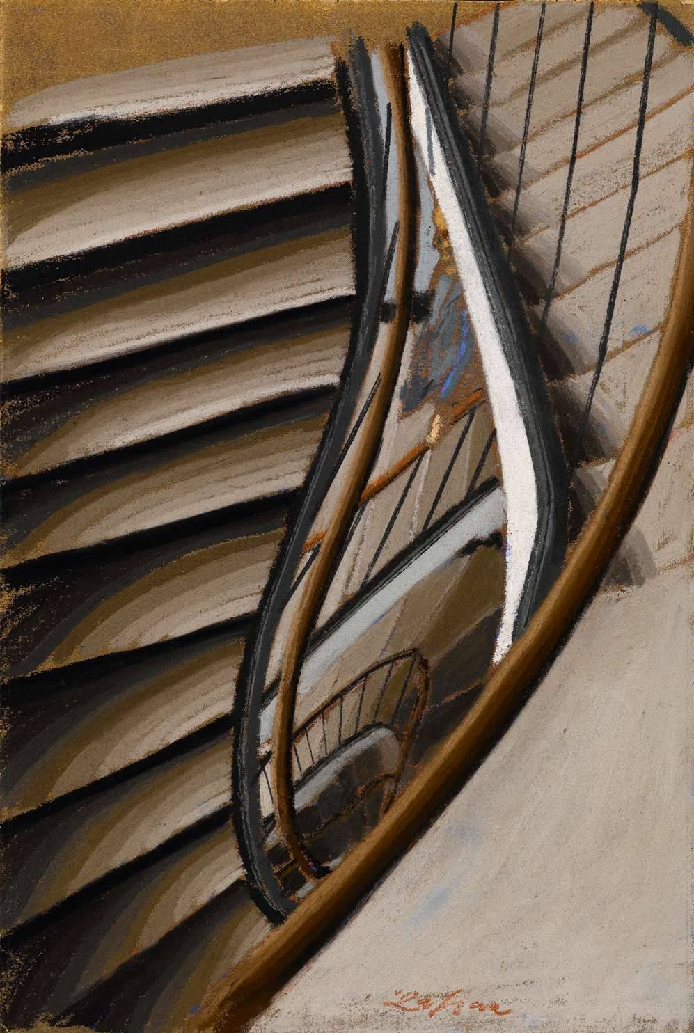 poboh:Staircase, Sam Szafran. French, born in 1934 - Pastel on Card -