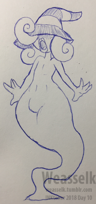 weasselk: Inktober, Day 10.  Ballpoint pen.   Vivian, from Paper Mario.  &lt;3