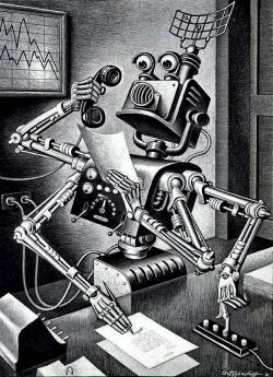 danismm:“New automatons, almost as fantastic-looking as this one, may operate our factories, do our thinking, even run our lives”,  Nation’s Business 1951-03  