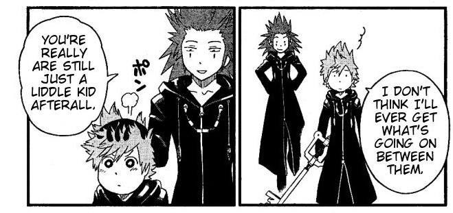 vhanitas:  learoku:  my favorite part of the kingdom hearts manga was when axel thought