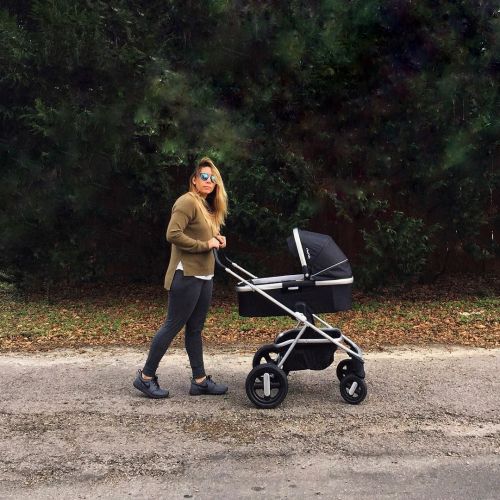 Out and about for our first stroller walk. Only went around the block but little guy loved his cruis