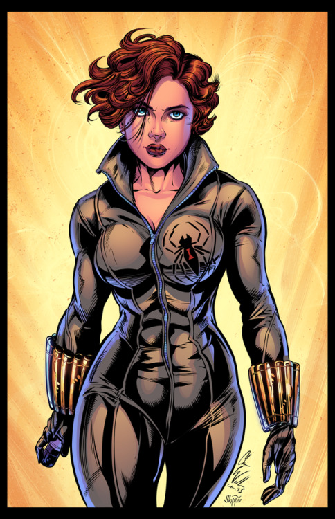 Oldschool Black Widow (MCU) Colored by CdubbArt adult photos