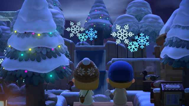 winter date night in Reverie with Owen! #animal crossing #animal crossing new horizons #new horizons#acnh#acnh community#landscaping#date#friends#visitors#owen