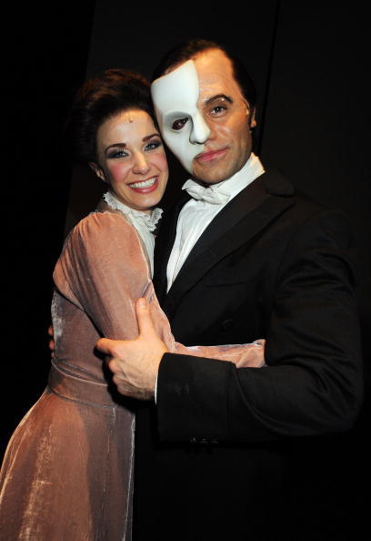 themonsterslair:  London, England, March 09. Love Never Dies Original Cast - World Premiere: Curtain Call.Sierra Boggess and Ramin Karimloo pose backstage following the world premiere of ‘Love Never Dies’ at the Adelphi Theatre on March 9, 2010 in