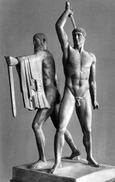 famousartthroughhistory:The Tyrannicides, Roman copies of c. 477 BCE Greek bronzes by Kritios and Ne