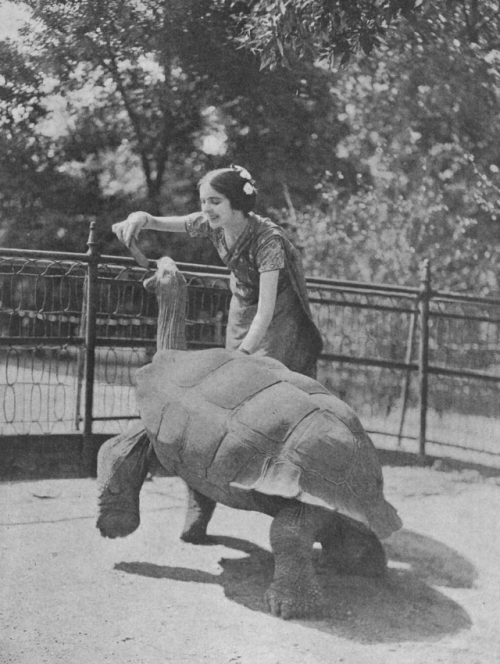 yesterdaysprint:Roshanara (Olive Katherine Craddock) and a friend at the Bronx Zoo, 1918