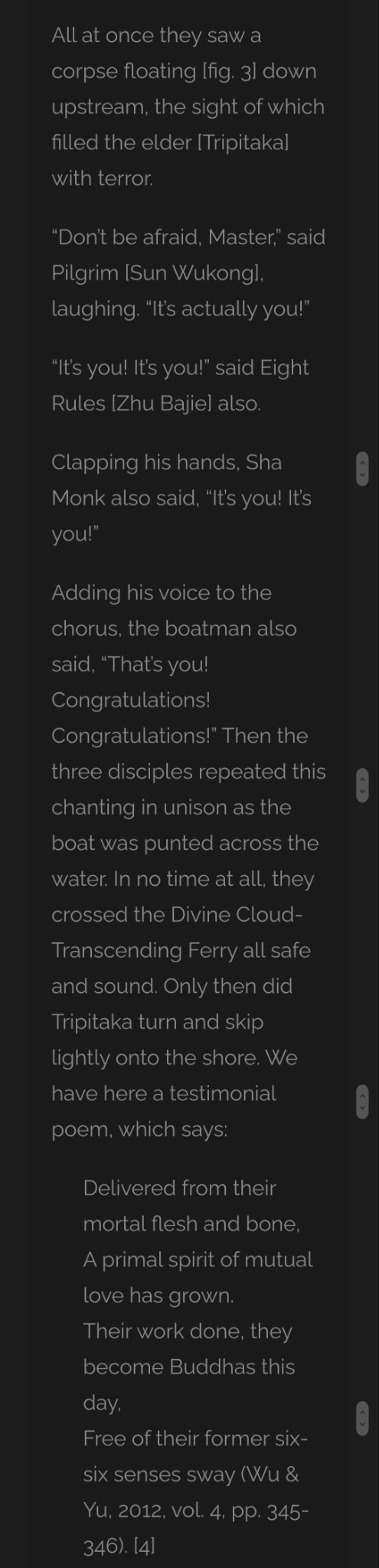 "All At Once They Saw A Corpse Floating Down Upstream, The Sight Of Which Filled The Elder With Terror."