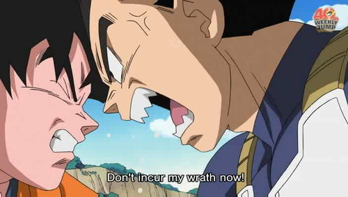 duvete:    yum!  VEGETA’S FACE.   I don’t think Goku’s very sorry.  OMG VEGETA WAOUHAGUAUh;dsuaga;uhga;uga DYING.               
