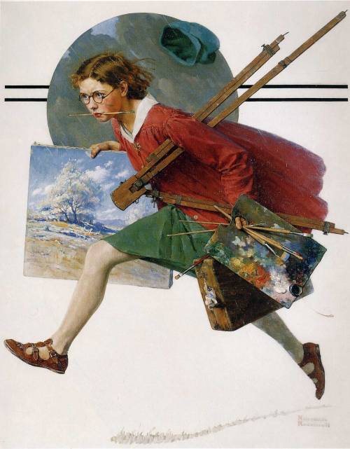 tierradentro:“Girl Running with Wet Canvas”, 1930, Norman Rockwell.