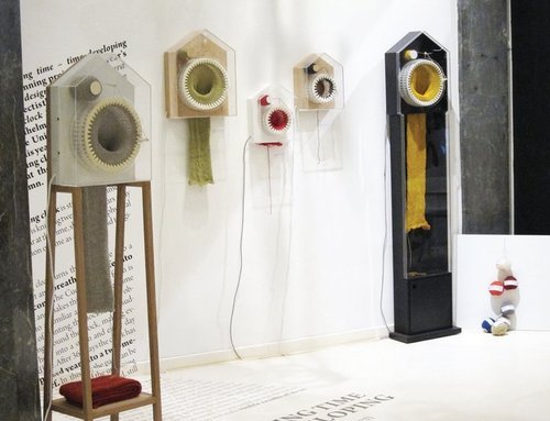 An Artist designed a Clock that knits a Scarf a year. It's called the 365 knitting clock.