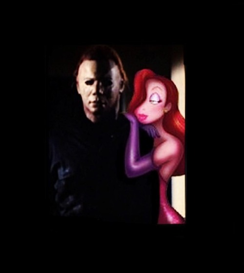 jessicarabbitworld:Michael Myers and Jessica Rabbit #halloween #whoframedrogerrabbit #cartoon #anima