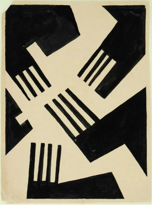 Otto Freundlich Abstract Ink Drawings on Woven Paper, before 1940.(via liveauctioneers.com)
