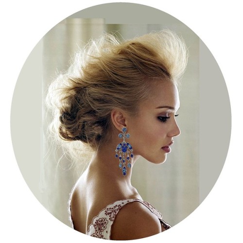 Blue Crystal Statement Chandelier Earrings 3 ¼" Long Boxed 174) ❤ liked on Polyvore (see