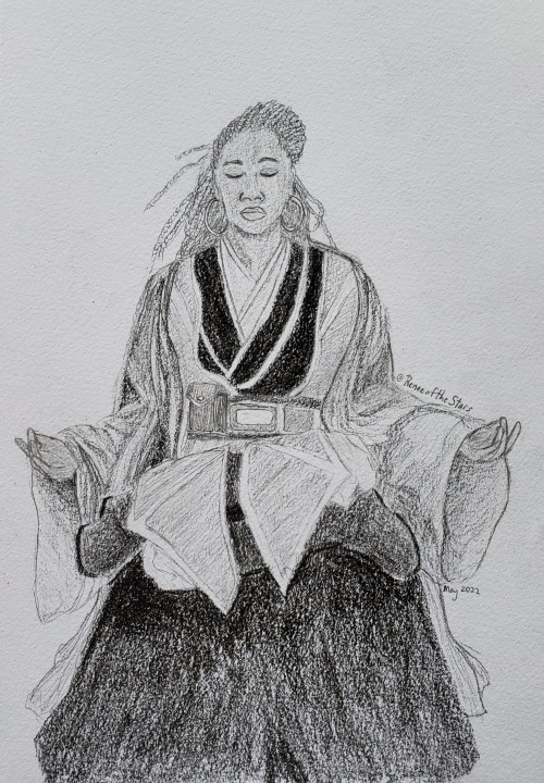 For Light and Life*Pencil drawing of @krystinaarielle as a Jedi of the High Republic, in robes by @b