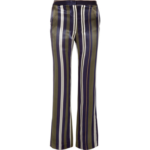 Paul & Joe Striped satin-twill straight-leg pants ❤ liked on Polyvore (see more striped pants)