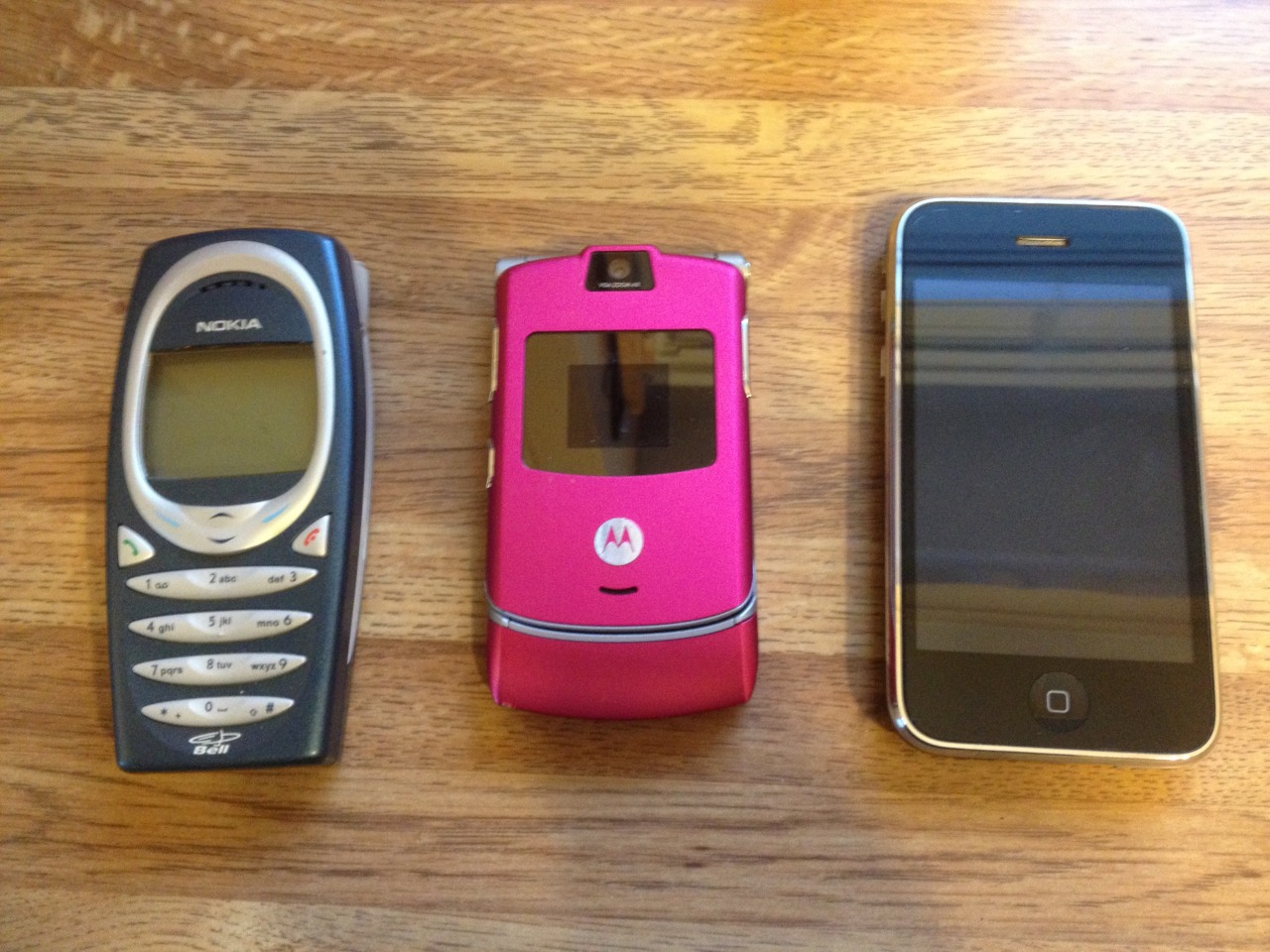 thewinchesterswagger: The evolution of my cell phones during four years of high school.