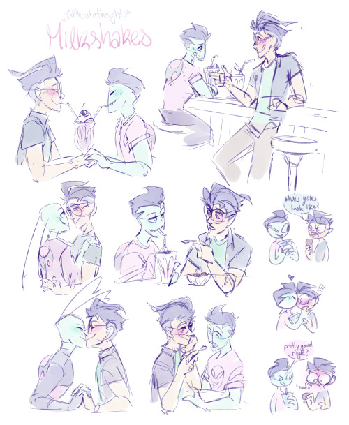 withoutathought: lets kick this off with some cute milkshake date doodles for @reanimated-roadkillth