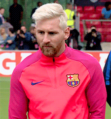 Team Messi — fcbarcelohna: Messi and his blonde hair...