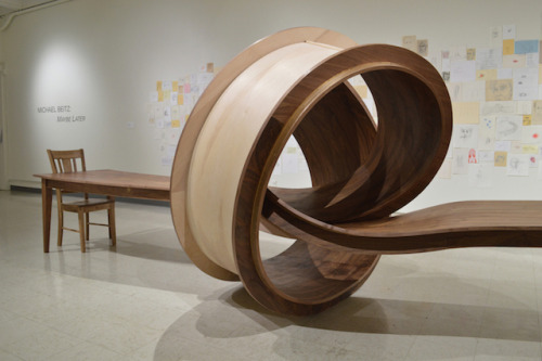 asylum-art:  Wooden Tangled TableArtist Michael Beitz,  known for his impressive benches and tables, just released a new  furniture : the table “Not Now”. The heart of this sculptural table is  tangled like a big knot to avoid any conversation with