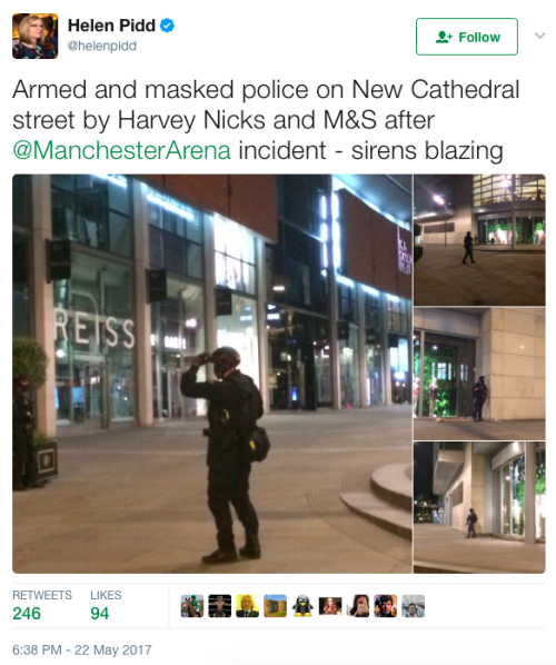 micdotcom: BREAKING: Panic erupts at Ariana Grande concert after a ‘loud bang’ reported at Mancheste