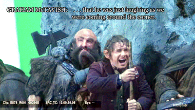 notmydate:  Graham McTavish and Dean O’Gorman describe filming the Stone Giants sequence with Martin Freeman. I can’t fucking see anything! What’s going on? 