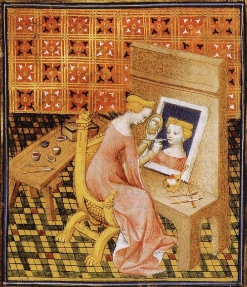 medieval-women: Medieval women artists painting self portraits, 15th century.