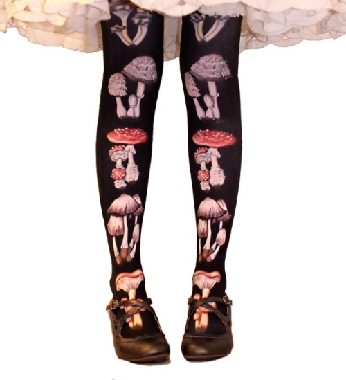 xtoxictears:steel-woole:lotvdesigns:The Mushroom tights are now available for pre-order!  In bl