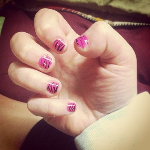 #manicure #pink #zebraprint #cute