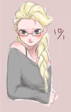 the-dorky-disnerd:  disney-licious:  source  Elsa + glasses + intense stare = Perfection 