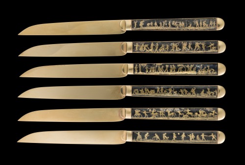  Object of the Week: Set of 24 Gold Dessert Knives with Reverse-Gilded Glass Handles, Pierre Bizos (