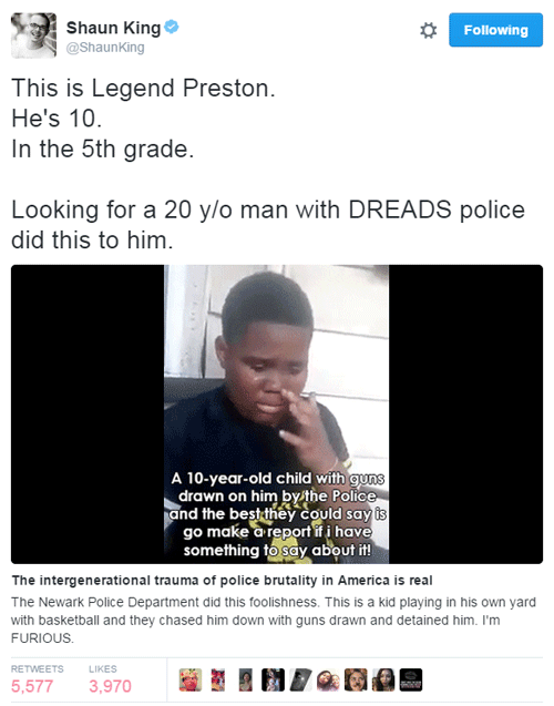 thingstolovefor:    Newark boy, 10, chased by cops who thought he was a criminal