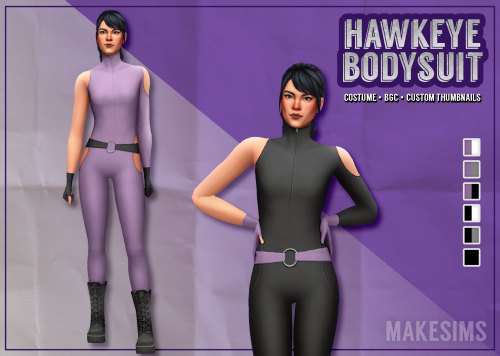 makesims: Hawkeye(s) Set A set based on Hawkeye and Hawkeye. For Kate Bishop I made a bodysuit. It c