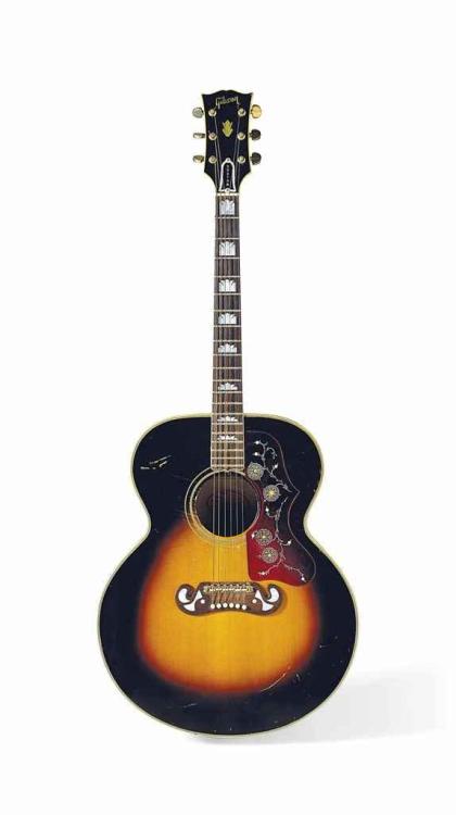 Gibson J200 acoustic guitar, King of the Flat-tops, 1968. Launched in 1938 by the Gibson Guitar Corp